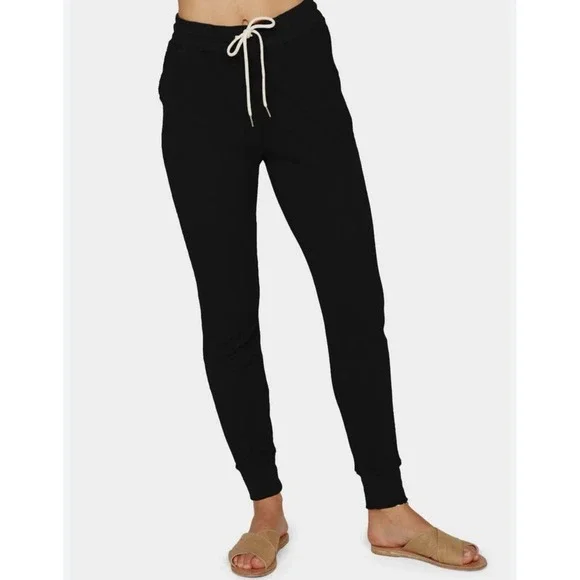 Mate the Label Organic Cotton Thermals Women's Black Jogger Pants - Picture 1 of 7
